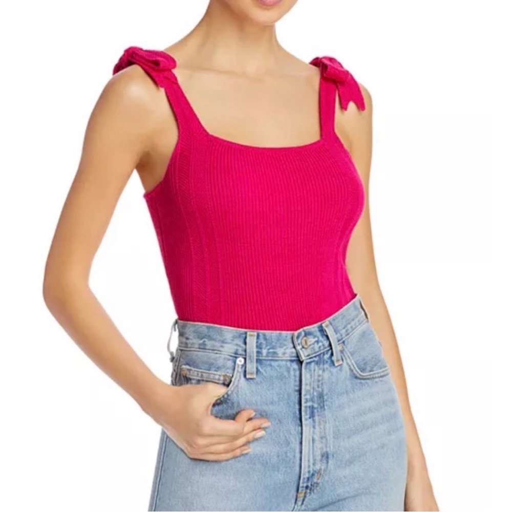 Rebecca Taylor La Vie Hot Pink Tie-Shoulder Tank